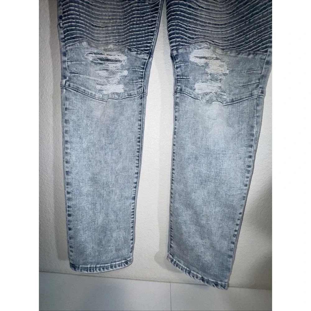True Religion Men's Jeans 44X34 Rocco Motto Skinny Bleached Distressed